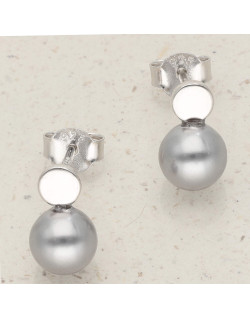 Boucles d'oreilles AÉLYS en Argent 925/1000 Blanc et Perle grise - AE-B6PL0028