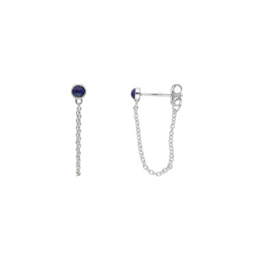 Boucles d'oreilles ECLAT DE LUNE en Argent 925/1000 Blanc et Lapis-Lazuli - AE-B6LA0001