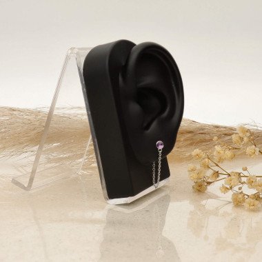 Boucles d'oreilles ECLAT DE LUNE en Argent 925/1000 Blanc et Améthyste - AE-B6AM0001