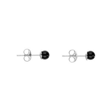 Boucles d'oreilles AÉLYS en Argent 925/1000 avec Perle Noire - 4 mm - AE-B6PL0019