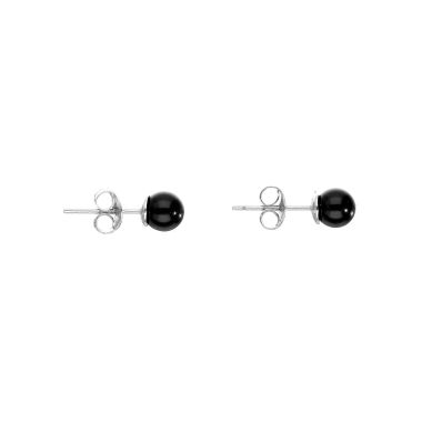 Boucles d'oreilles AÉLYS en Argent 925/1000 avec Perle Noire - 5 mm - AE-B6PL0020