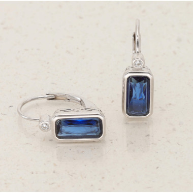 Boucles d'oreilles AÉLYS en Argent 925/1000 avec Oxydes Bleu et Blanc - AE-B6OZ0317