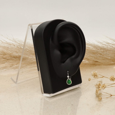 Boucles d'oreilles AÉLYS en Argent 925/1000 avec Oxydes Vert et Blanc - AE-B6OZ0320