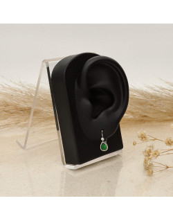 Boucles d'oreilles AÉLYS en Argent 925/1000 avec Oxydes Vert et Blanc - AE-B6OZ0320