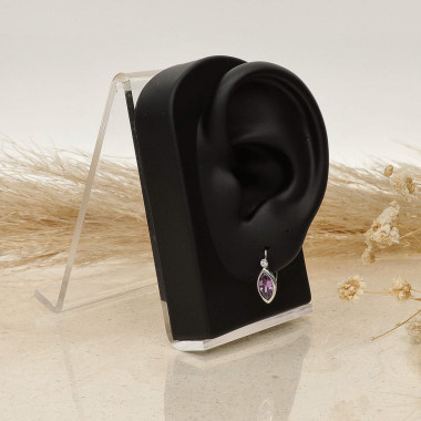 Boucles d'oreilles AÉLYS en Argent 925/1000 avec Oxydes Violet et Blanc - AE-B6OZ0322