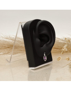 Boucles d'oreilles AÉLYS en Argent 925/1000 avec Oxydes Violet et Blanc - AE-B6OZ0322