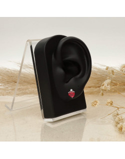 Boucles d'oreilles Coeur AÉLYS en Argent 925/1000 avec Oxydes Rouge et Blanc - AE-B6OZ0328