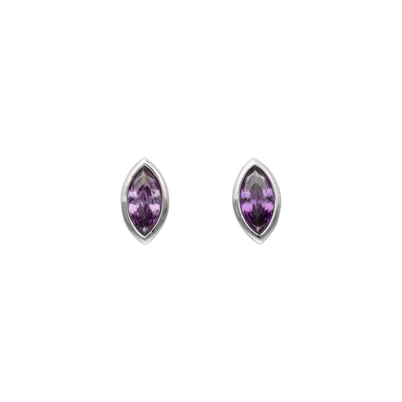 Boucles d'oreilles AÉLYS en Argent 925/1000 avec Oxydes Violet - AE-B6OZ0332