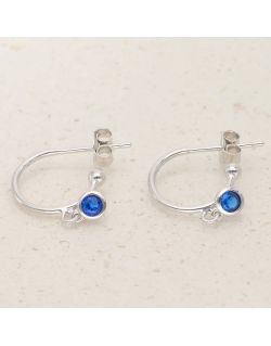 Boucles d'oreilles Demi-Créoles AÉLYS en Argent 925/1000 avec Oxydes Bleu - AE-B6OZ0323