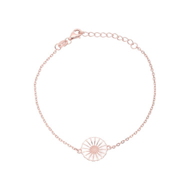 Bracelet Fleur ROSEGOLD en Argent 925/1000 Rose et Émail Blanc - AE-BR60165
