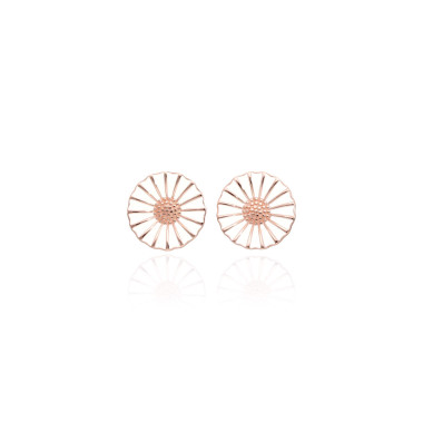 Boucles d'oreilles Fleur ROSEGOLD en Argent 925/1000 Rose et Émail Blanc - AE-B60232