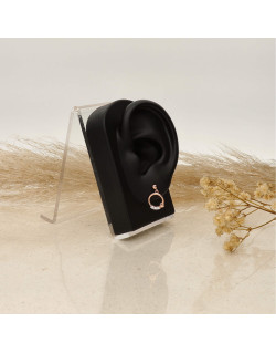 Boucles d'oreilles Cercle Coeur ROSEGOLD en Argent 925/1000 Rose avec Oxydes Blanc - AE-B6OZ0341