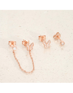 Boucles d'oreilles Papillons ROSEGOLD en Argent 925/1000 Rose avec Oxydes Blanc - AE-B6OZ0343