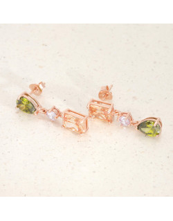 Boucles d'oreilles ROSEGOLD en Argent 925/1000 Rose avec Oxydes Multicolore - AE-B6OZ0345