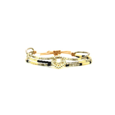 Bracelet PRECIOUS BLACK - BELLE MAIS PAS QUE avec Perles de Miyuki Dorées et Noires - PRECB1763