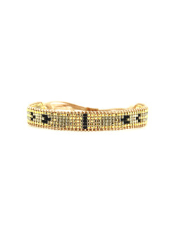 Bracelet PRECIOUS BLACK - BELLE MAIS PAS QUE avec Perles de Miyuki Dorées et Noires - PRECB2028