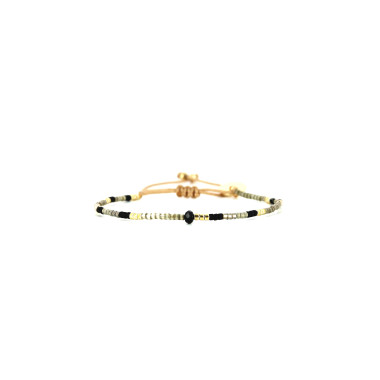 Bracelet PRECIOUS BLACK - BELLE MAIS PAS QUE avec Perles de Miyuki Dorées et Noires - PRECB2031