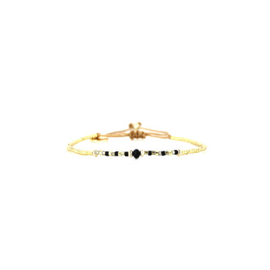 Bracelet PRECIOUS BLACK - BELLE MAIS PAS QUE avec Perles de Miyuki Dorées et Noires - PRECB2068