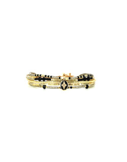 Bracelet PRECIOUS BLACK - BELLE MAIS PAS QUE avec Perles de Miyuki Dorées et Noires - PRECB2074