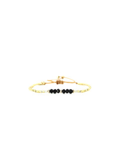 Bracelet PRECIOUS BLACK - BELLE MAIS PAS QUE avec Perles de Miyuki Dorées et Noires - PRECB2077