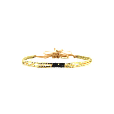 Bracelet PRECIOUS BLACK - BELLE MAIS PAS QUE avec Perles de Miyuki Dorées et Noires - PRECB2301