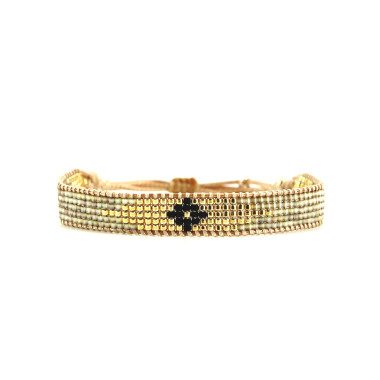 Bracelet PRECIOUS BLACK - BELLE MAIS PAS QUE avec Perles de Miyuki Dorées et Noires - PRECB2306