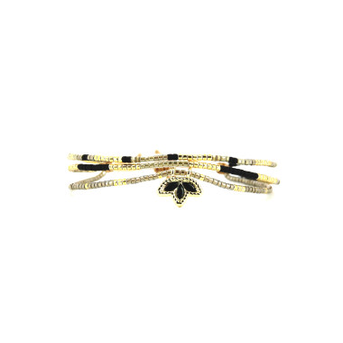 Bracelet PRECIOUS BLACK - BELLE MAIS PAS QUE avec Perles de Miyuki Dorées et Noires - PRECB2311