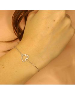 Bracelet Coeur AÉLYS en Argent 925/1000 Blanc et Oxyde - AE-BR6OZ0016