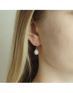 Boucles d'oreilles Poire AÉLYS en Or 375/1000 avec Perle d'Eau Douce Blanche - 8 mm - AE-B4PL0021