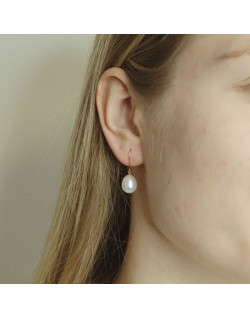 Boucles d'oreilles Poire AÉLYS en Or 375/1000 avec Perle d'Eau Douce Blanche - 10 mm - AE-B4PL0022