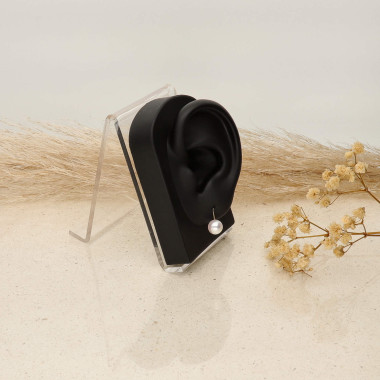 Boucles d'oreilles Rond AÉLYS en Or 375/1000 avec Perle d'Eau Douce Blanche - 8 mm - AE-B4PL0023