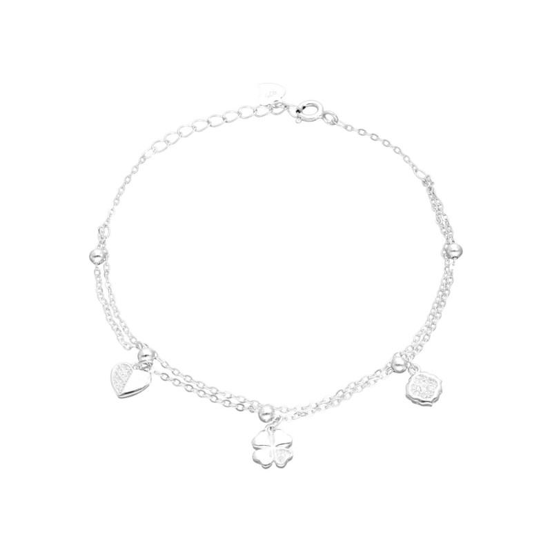 Bracelet Cœur Trèfle Fleur AÉLYS en Argent 925/1000 avec Oxydes - AE-BR6OZ0168