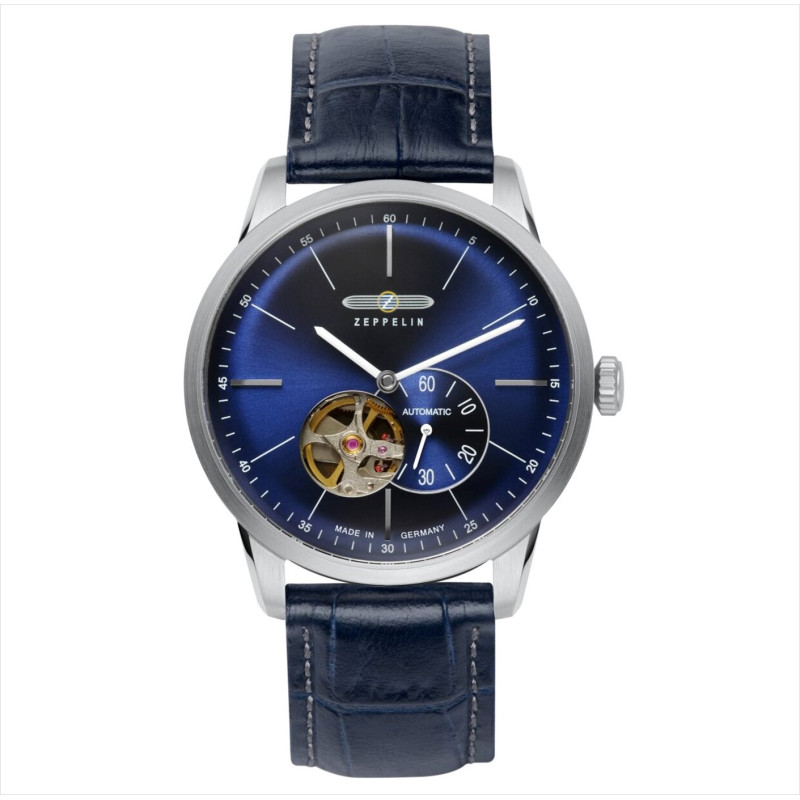 Montre Automatique FLATLINE - ZEPPELIN Bracelet Cuir Bleu - Z-7364-3