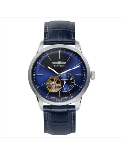 Montre Automatique FLATLINE - ZEPPELIN Bracelet Cuir Bleu - Z-7364-3