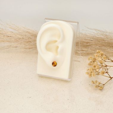 Boucles d'oreilles AÉLYS en Argent 925/1000 Blanc et Ambre - AE-B6AB0007