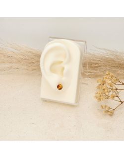Boucles d'oreilles AÉLYS en Argent 925/1000 Blanc et Ambre - AE-B6AB0007