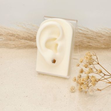 Boucles d'oreilles LUMIÈRE D'AMBRE en Argent 925/1000 Blanc et Ambre - AE-B6AB0016