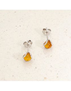Boucles d'oreilles LUMIÈRE D'AMBRE en Argent 925/1000 Blanc et Ambre - AE-B6AB0016