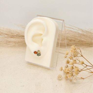 Boucles d'oreilles LUMIÈRE D'AMBRE en Argent 925/1000 Blanc et Ambre - AE-B6AB0017