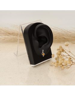 Boucles d'oreilles LUMIÈRE D'AMBRE en Argent 925/1000 Blanc et Ambre - AE-B6AB0003