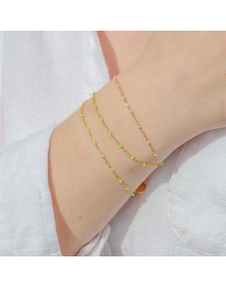 Bracelet ETIKA en Acier Jaune et Perle de Résine Verte - AE-BR7PR0013