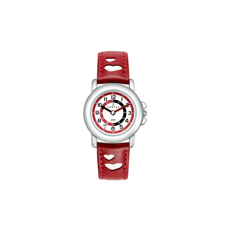 Montre CERTUS Cœur Enfant Bracelet Simili Cuir Rouge - 647451