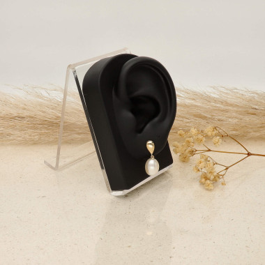 Boucles d'oreilles Poire AÉLYS en Or 375/1000 avec Perle Blanche - 9 mm - AE-B4PL0027