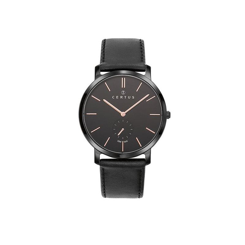 Montre CERTUS Homme Bracelet Cuir Noir - 611061