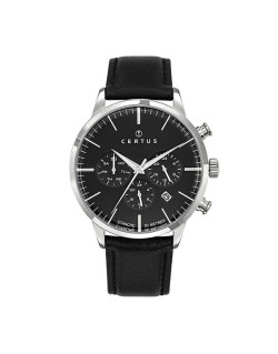 Montre CERTUS Homme Bracelet Cuir Noir - 611138