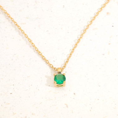 Collier AÉLYS en Plaqué Or avec Spinelle Vert - AE-C5SP0006