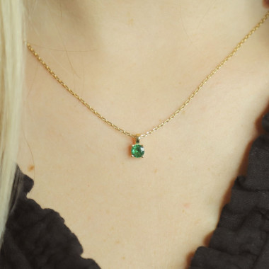 Collier AÉLYS en Plaqué Or avec Spinelle Vert - AE-C5SP0006