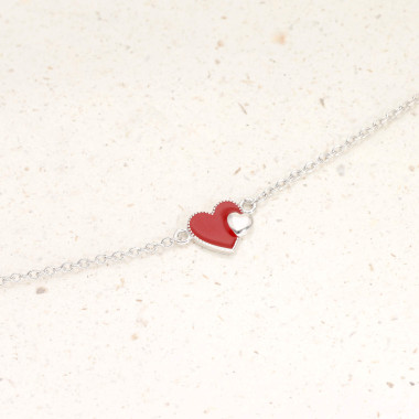 Bracelet AÉLYS en Argent 925/1000 et Cœur Email Rouge - AE-BR60179