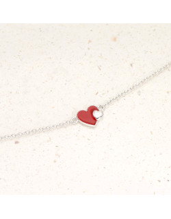 Bracelet AÉLYS en Argent 925/1000 et Cœur Email Rouge - AE-BR60179