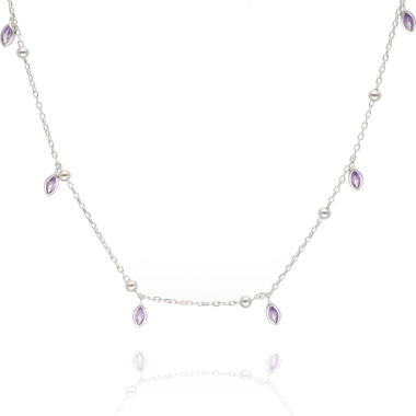 Collier AÉLYS en Argent 925/1000 et Oxydes Violets - AE-C6OZ0275